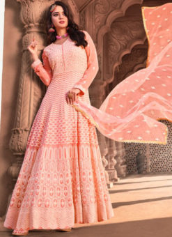 Pink Georgette Embroidered Work Designer Anarkali Suit