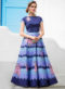Blue Pure Satin 2 in 1 Wedding Wear A-Line Lehenga & Gown