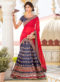 Teal Blue Pure Satin 2 in 1 Wedding Wear A-Line Lehenga & Gown