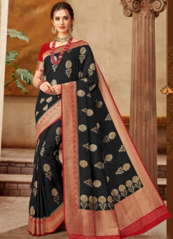 Elegant Black Silk Sangeet Sandhiya Saree