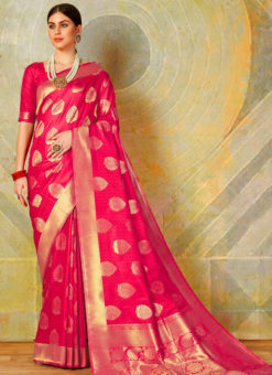 Pink Designer Classic Wear Heavy Weaving Silk Saree