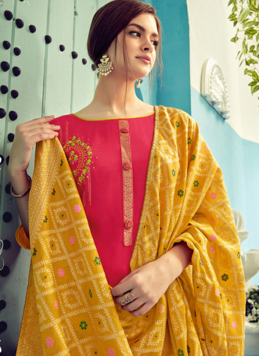 Elegant Rani Pink Viscose Designer Palazzo Suit