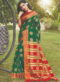 Peach Zari Weaving Cotton Silk Designer Traditional Wear Saree