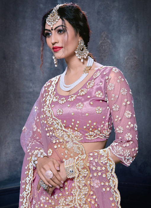 Elegant Violet Net Designer Wedding Wear Lehenga Choli