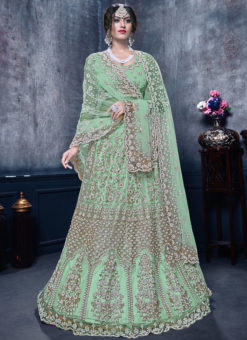 Lovely Sea Green Net Designer Wedding Wear Lehenga Choli