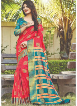 Rani Designer Cotton Zari Weaving Traditional Wear Silk Saree