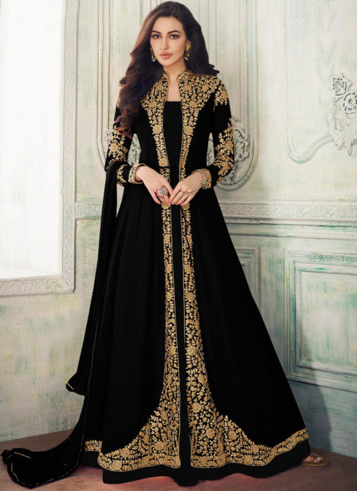 Black Georgette Embroidered Work Designer Anarkali Suit