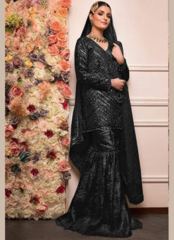 Black Heavy Embroidred Georgette Designer Pakistani Suit