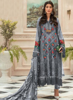 Grey Heavy Embroidred Georgette Designer Pakistani Suit