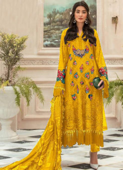 Yellow Heavy Embroidred Georgette Designer Pakistani Suit