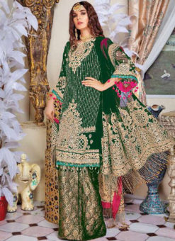 Green Heavy Embroidred Georgette Designer Pakistani Suit