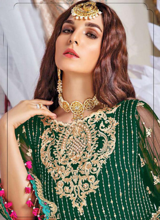 Green Heavy Embroidred Georgette Designer Pakistani Suit