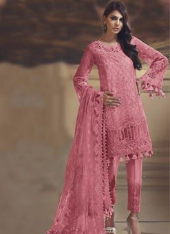 Pink Tissue Silk And Net Designer Pakistani suit