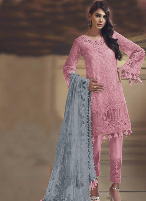 Pink Tissue Silk And Net Designer Pakistani suit