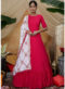 Elegant Pink Rayon Designer Party Wear Gown
