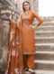 Orange Cotton Embroidered Work Casual Wear Churidar Salwar Suit