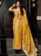 Lemon Yellow Silk Printed Designer Sangeet Sandhiya Party Saree