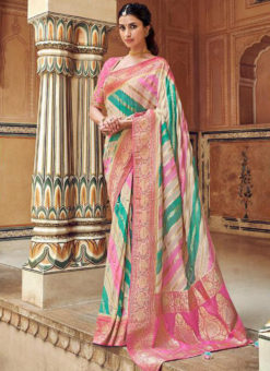 Multicolor Silk Zari Weaving Party Wear Saree