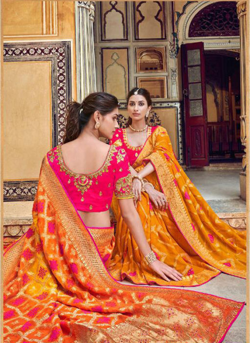 Wonderful Yellow Silk Zari Weaving Party Wear Saree