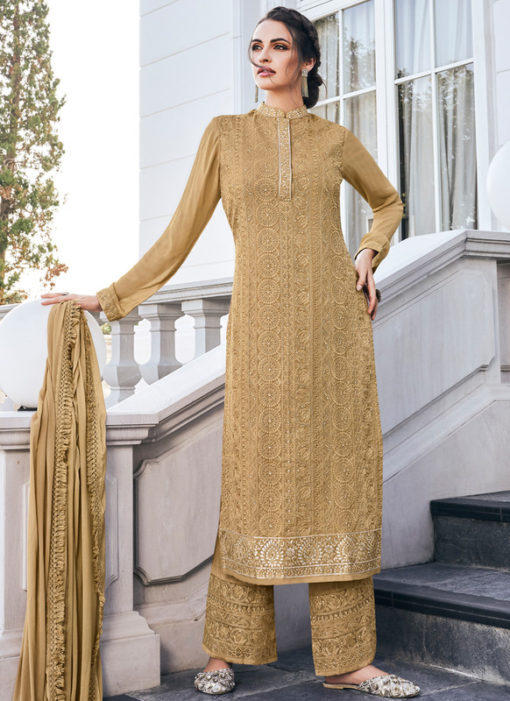 Lovely Brown Georgette Designer Party Wear Pakistani Suit