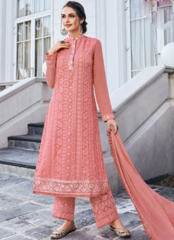Charming Pink Georgette Designer Party Wear Pakistani Suit