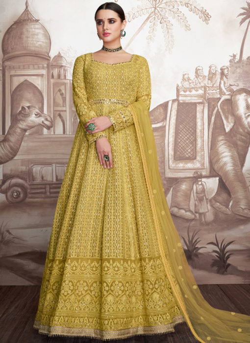 Lavish Yellow Georgette Wedding Designer Anarkali Suit
