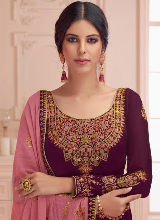 Lovely Purple Georgette Party Wear Designer Salwar Kameez