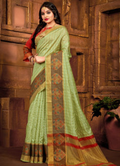 Elegant Green Art Silk Designer Bridal Saree