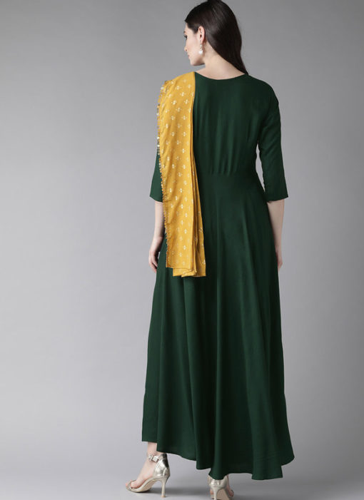 Lovely Green Rayon Designer Party Wear Gown