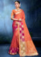Incredible Green And Pink Cotton Silk Zari Weaving Wedding Saree