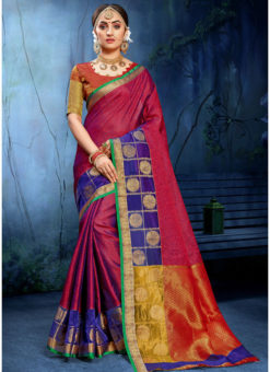 Multi Cotton Silk Zari Weaving Wedding Saree