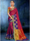 Exquisite Purple And Blue Cotton Silk Zari Weaving Wedding Saree