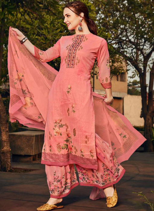 Perfect Pink Georgette Designer Printed Salwar Kameez