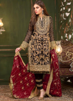 Miraamall Black Georgette Embroidered Work Designer Pakistani Suit