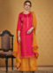 Party Wear Designer Embroidery Work Mustard Jam Silk Palazzo Suit