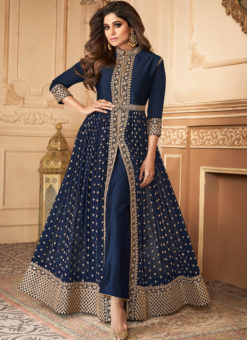 Enchasing Blue Georgette Embroidered Work Designer Anarkali Suit