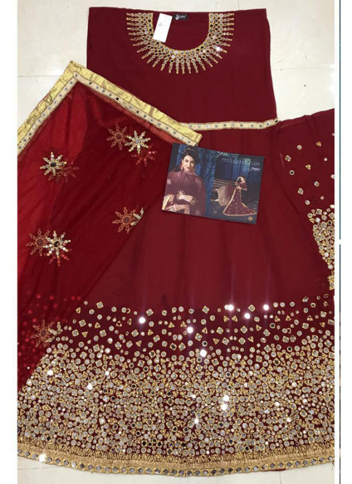 Lavish Maroon Georgette Mirror Work Designer Anarkali Suit