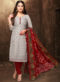 Elegant Grenish Chanderi Silk Abhala Work Party Wear Salwar Suit
