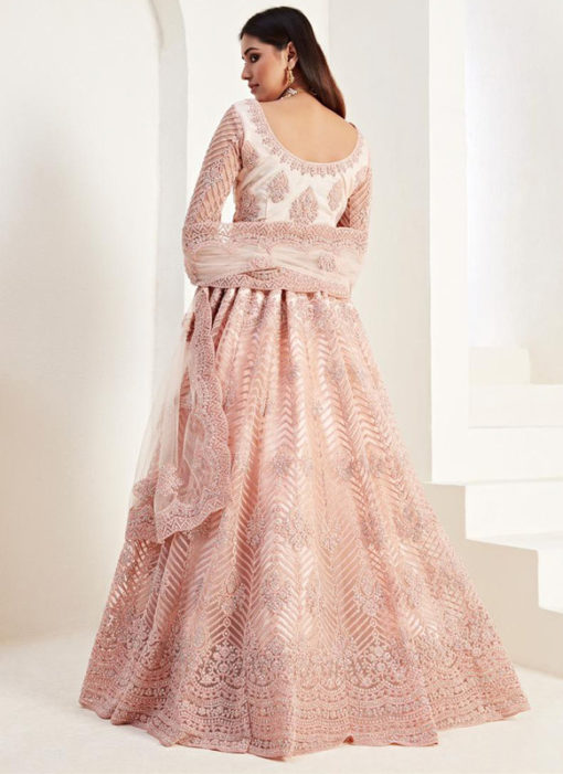 Attractive Pink Net Embroidered Work Wedding Designer Lehenga Choli
