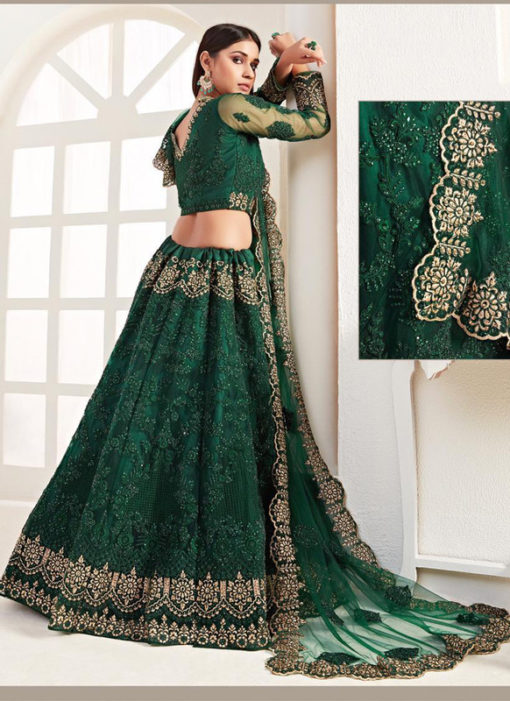 Wonderful Green Net Embroidered Work Wedding Designer Lehenga Choli