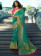 Sea  Blue And Pink Banarasi Silk Designer Wedding Saree