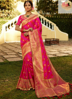 Rani Pink Banarasi Silk Designer Wedding Saree