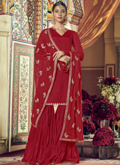 Lovely Maroon Georgette Embroidered Work Designer Salwar Suit