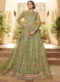 Beautiful Beige Net Embroidered Work Wedding Wear Designer Anarkali Suit