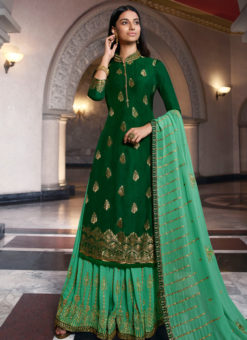 Impressive Green Jacquard Party Wear Designer Salwar Suit