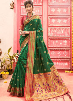 Designer Green Classic Wear Art Silk Saree