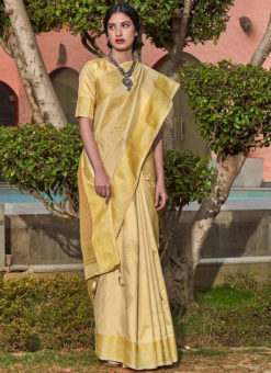 Designer Golden Classic Wear Soft Silk Saree