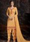 Elegant Beige Satin Cotton Embroidered Work Designer Patiyala Salwar Suit