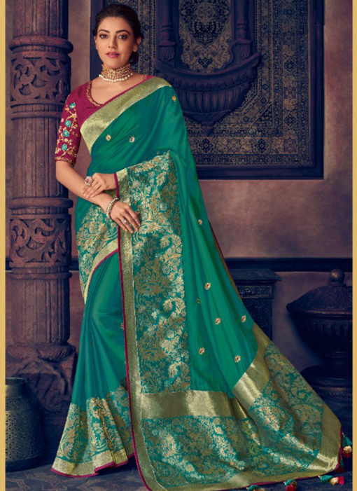 Green Silk Jacquard Designer Wedding Saree