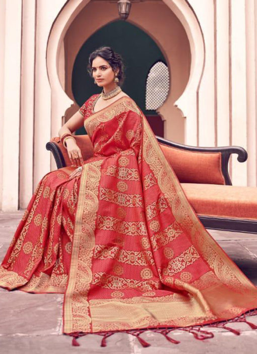 Lavish Red Banarasi Silk Zari Weaving Wedding Saree
